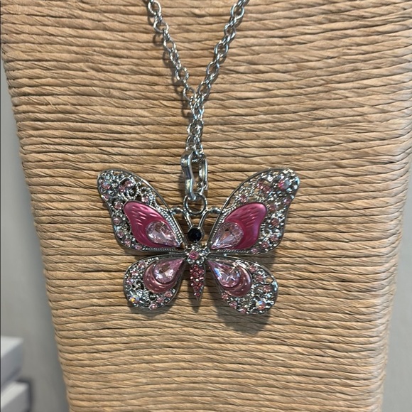Paparazzi Pink and Silver Butterfly Charm Necklace - Picture 7 of 12